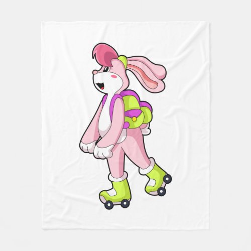 Rabbit with Roller skates Fleece Blanket