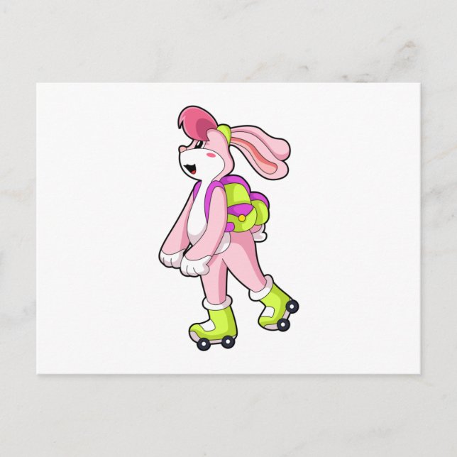 Rabbit with Roller skates Postcard (Front)