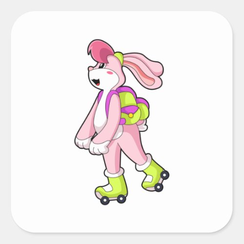 Rabbit with Roller skates Square Sticker