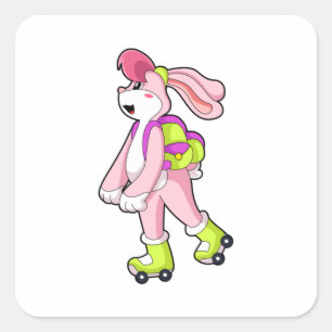 Rabbit with Roller skates Square Sticker