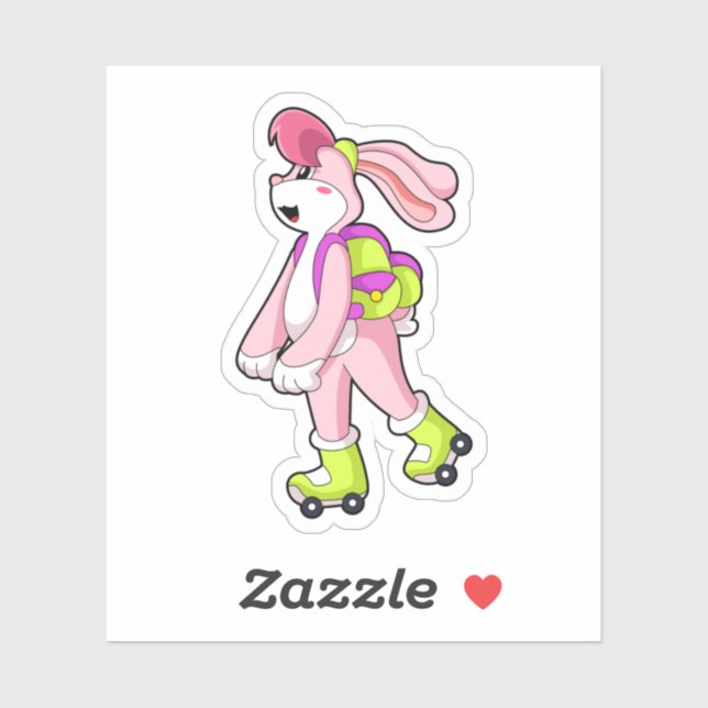 Rabbit with Roller skates Sticker (Sheet)