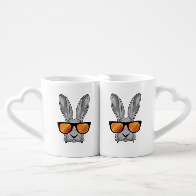 Rabbit with Sunglasses Coffee Mug Set (Front Nesting)