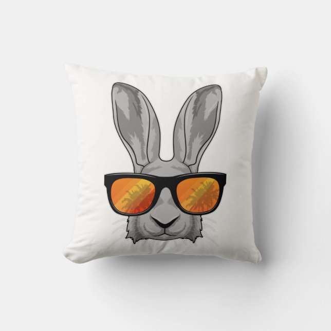 Rabbit with Sunglasses Throw Pillow (Front)