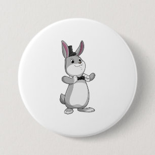 Rabbit with Top hat & Bow tie Button