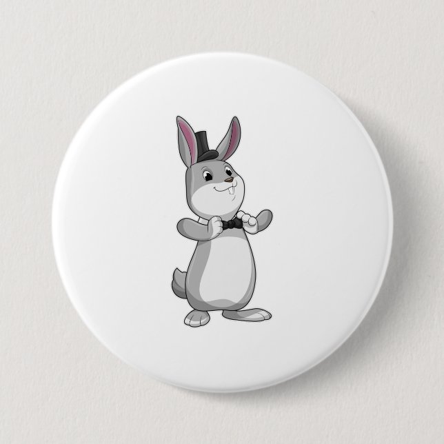 Rabbit with Top hat & Bow tie Button (Front)