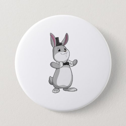 Rabbit with Top hat  Bow tie Button