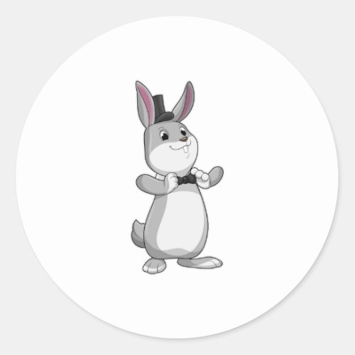 Rabbit with Top hat  Bow tie Classic Round Sticker