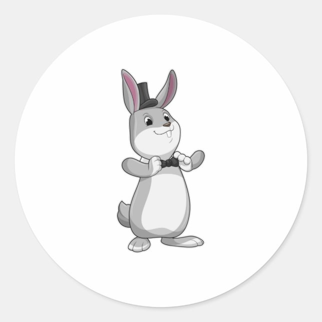 Rabbit with Top hat & Bow tie Classic Round Sticker (Front)