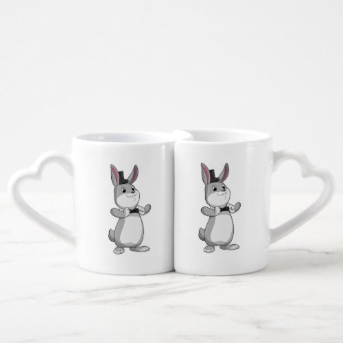 Rabbit with Top hat  Bow tie Coffee Mug Set