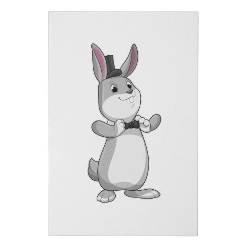 Rabbit with Top hat  Bow tie Faux Canvas Print