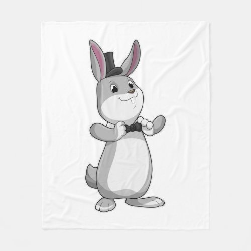 Rabbit with Top hat  Bow tie Fleece Blanket