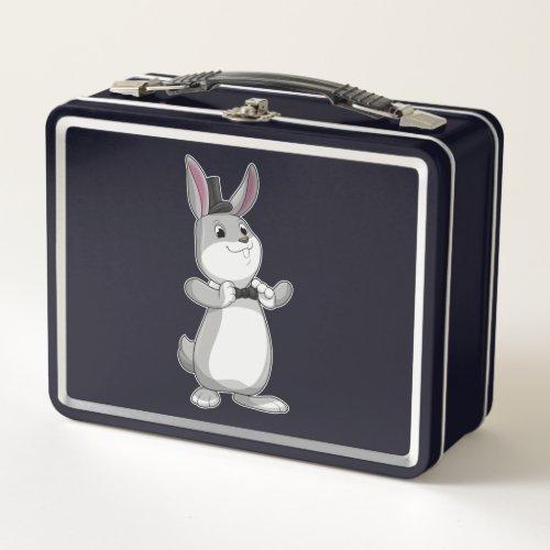 Rabbit with Top hat  Bow tie Metal Lunch Box