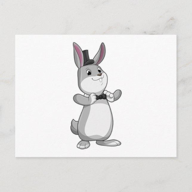 Rabbit with Top hat & Bow tie Postcard (Front)