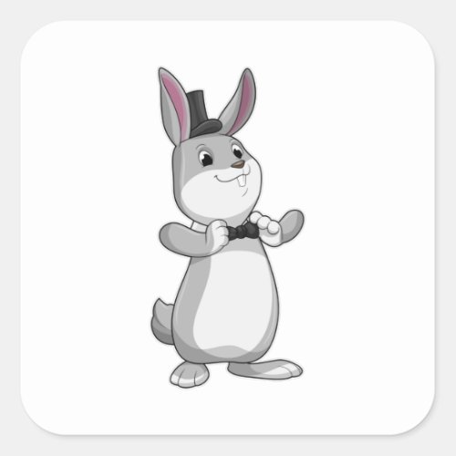 Rabbit with Top hat  Bow tie Square Sticker