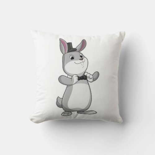 Rabbit with Top hat  Bow tie Throw Pillow