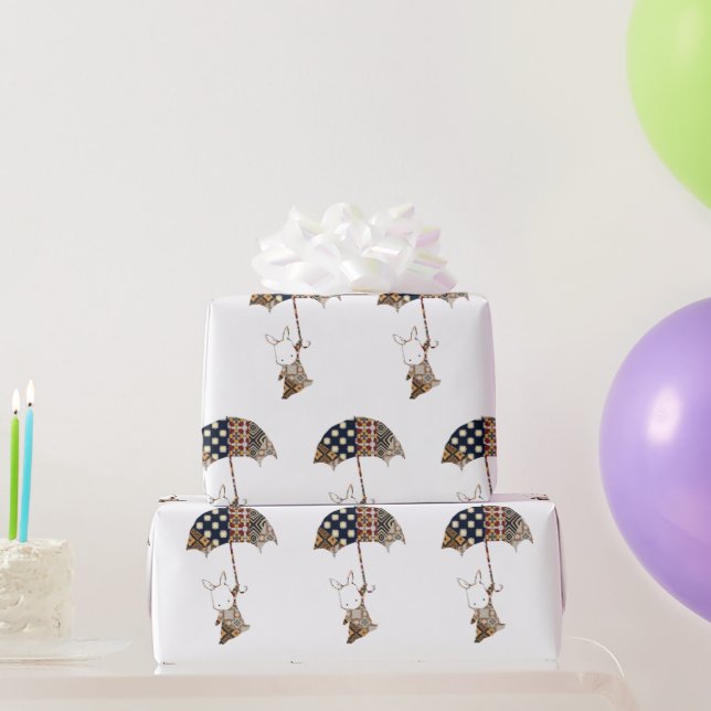 Rabbit With Umbrella Wrapping Paper (Party Gifts)