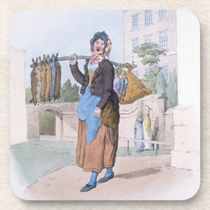 Rabbit Woman, from 'Costume of Great Britain', pub Beverage Coaster