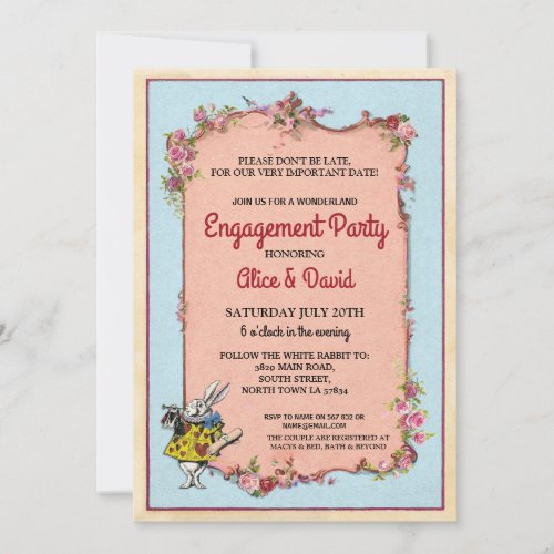 Rabbit Wonderland Engagement Couples Party Invite