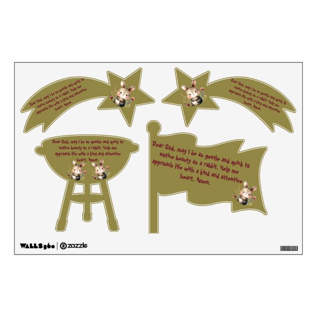 Rabbit Woodland Kids Christian Prayer Green | Wall Decal (Front)