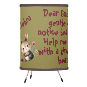 Rabbit Woodland Kids Christian Prayer on Green Tripod Lamp
