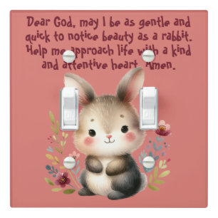 Rabbit Woodland Kids Christian Prayer on Pink   Light Switch Cover
