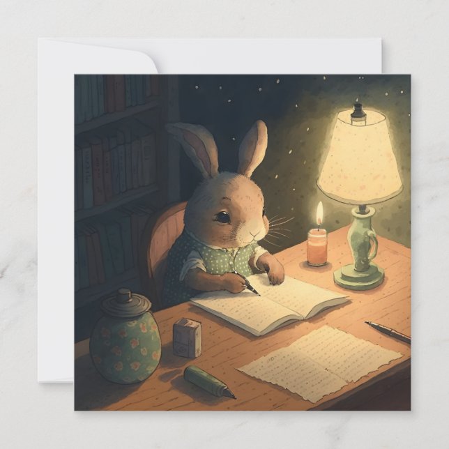 Rabbit Writing at Desk -  (Front)