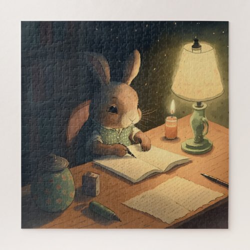 Rabbit Writing at Desk _  Jigsaw Puzzle