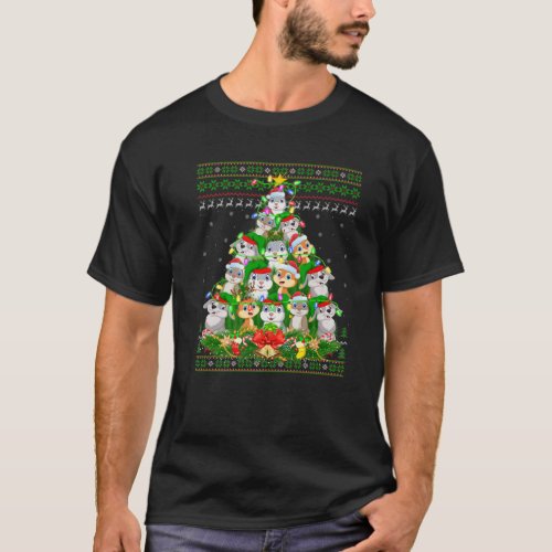 Rabbit Xmas Lighting Tree Santa Rabbit Ugly Christ T_Shirt