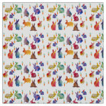 Rabbits and carrots  watercolo art Fabric