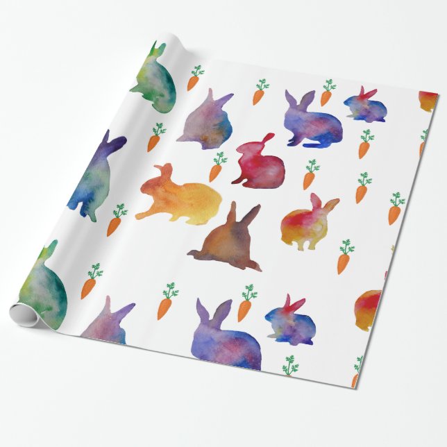Rabbits and carrots  watercolo art  Wrapping Paper (Unrolled)
