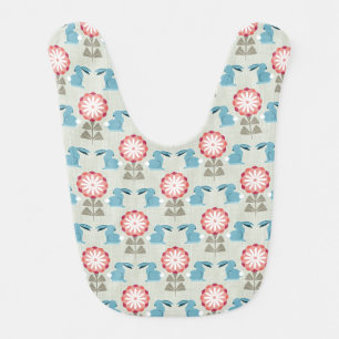 Rabbits and Flowers Baby Bib