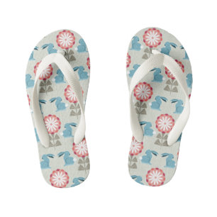 Rabbits and Flowers Kid's Flip Flops