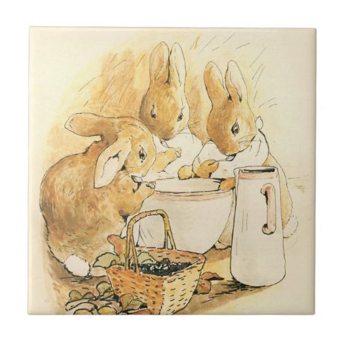 Rabbits and Milk Pudding by Beatrix Potter Ceramic Tile