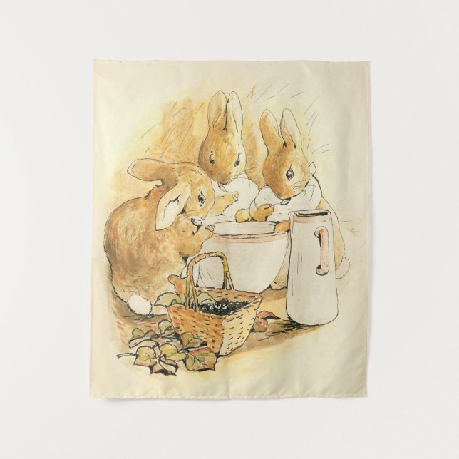 Rabbits and Milk Pudding by Beatrix Potter Tapestry (Front)