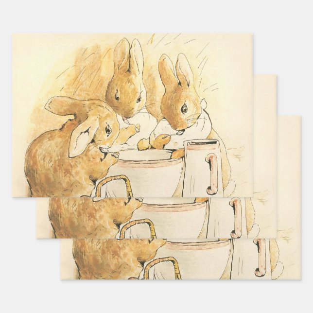 Rabbits and Milk Pudding by Beatrix Potter Wrapping Paper Sheets (Set)