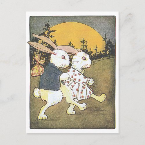 Rabbits and Rising Sun Postcard