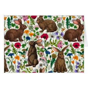 Rabbits and wildflowers cards