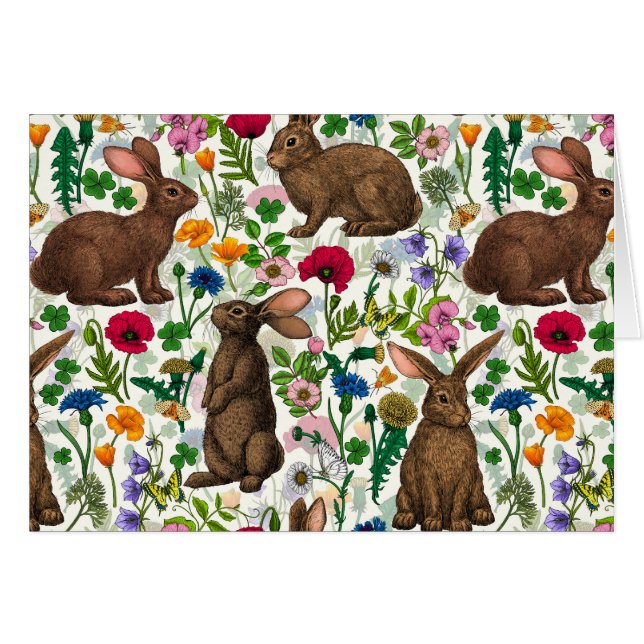 Rabbits and wildflowers cards (Front Horizontal)
