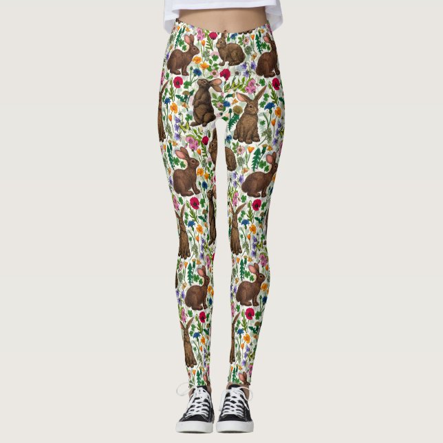 Rabbits and wildflowers leggings (Front)