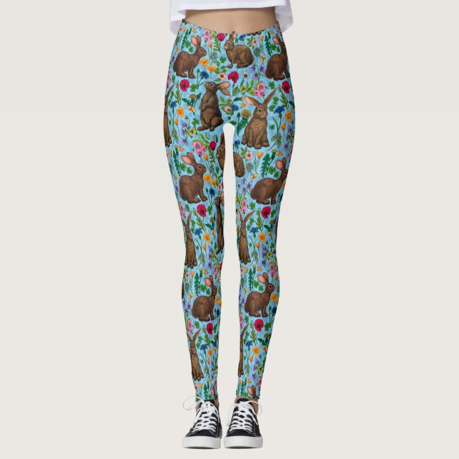 Rabbits and wildflowers leggings (Front)