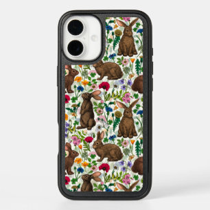 Rabbits and wildflowers iPhone 16 plus case