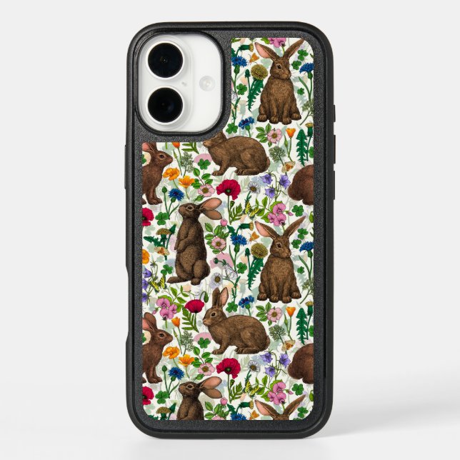 Rabbits and wildflowers otterbox iPhone case (Back)