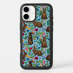 Rabbits and wildflowers iPhone 16 plus case