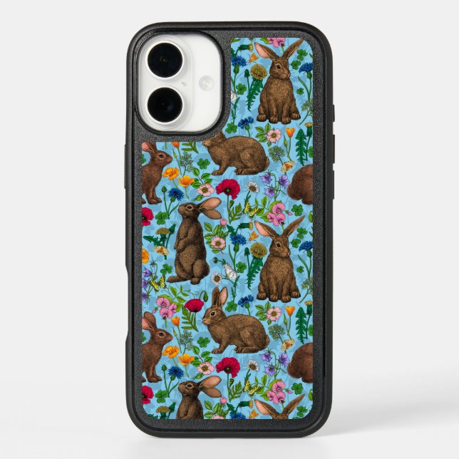 Rabbits and wildflowers otterbox iPhone case (Back)