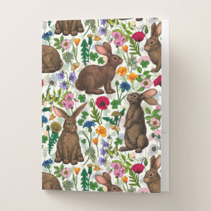 Rabbits and wildflowers pocket folder