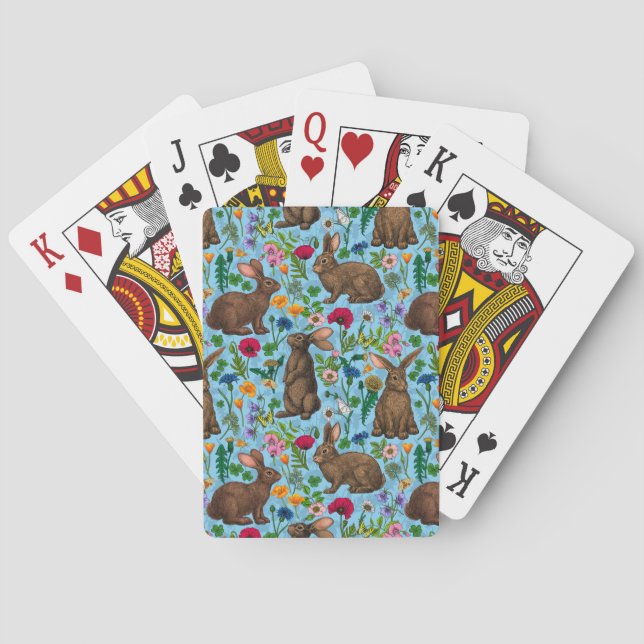 Rabbits and wildflowers poker cards (Back)