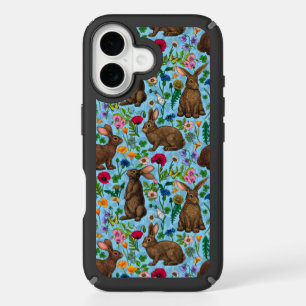 Rabbits and wildflowers iPhone 16 case