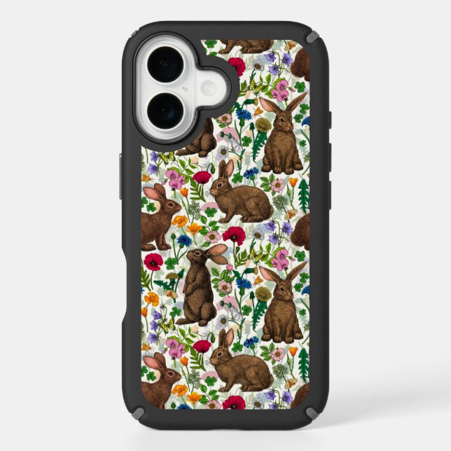 Rabbits and wildflowers speck iPhone case (Front)