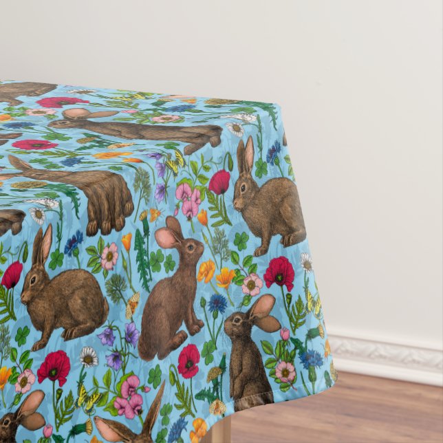 Rabbits and wildflowers tablecloth (In Situ)