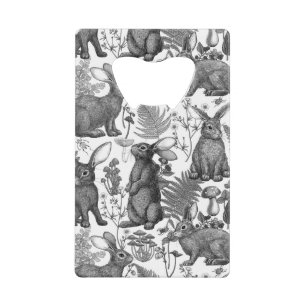 Rabbits and woodland flo Credit Card Bottle Opener
